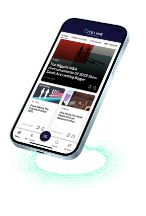 The Citeline News and Insights App displayed on a phone
